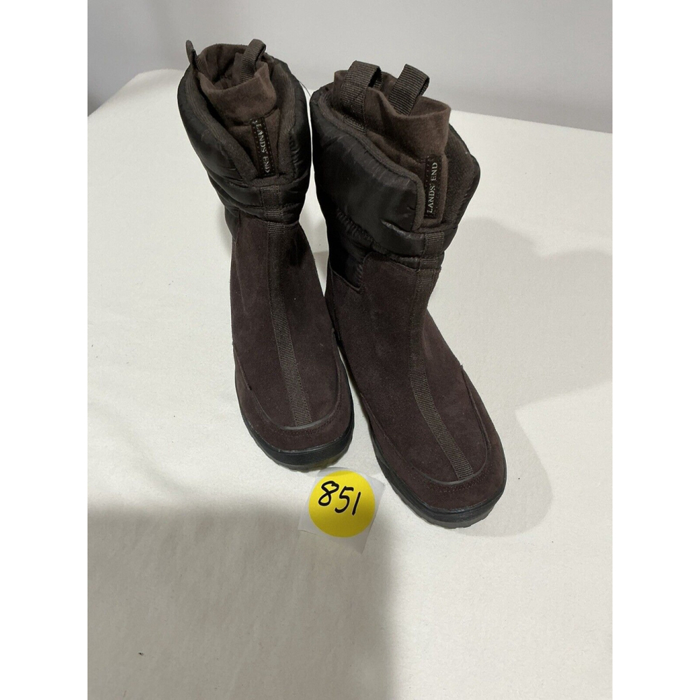 Woman’s Lands End Brown 6.5 B Suede Insulated With Lining Snow Boots